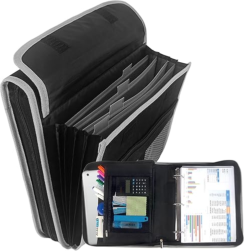 Jacng Carpeta con cremallera de 3 anillas con archivo expandible, carpeta de negocios con múltiples bolsillos, organizador de suministros de oficina disponible en Yaxa Peru