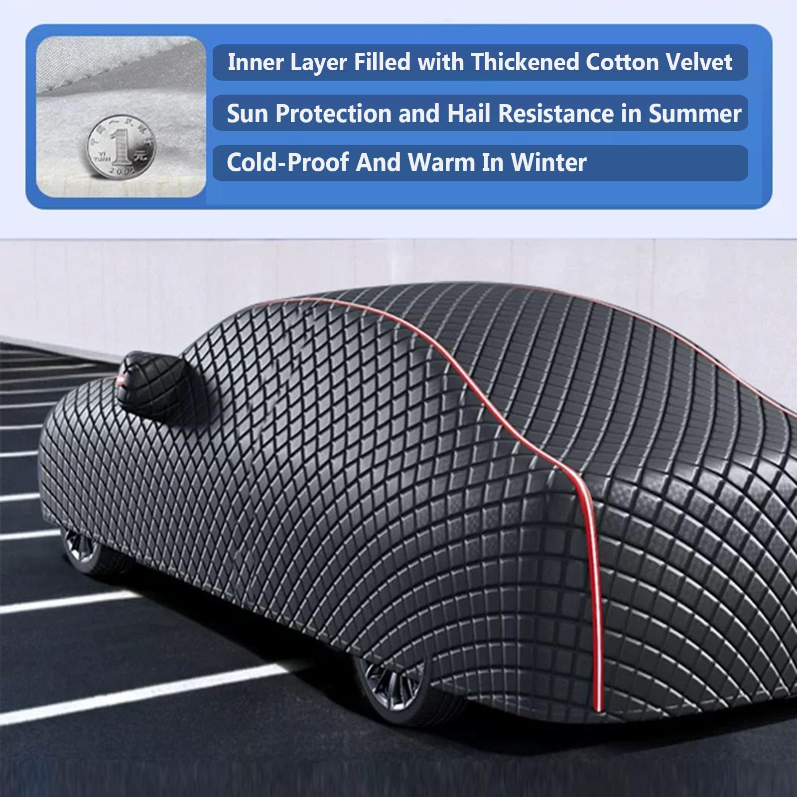 Telo Copriauto Antigrandine Imbottito per Jeep Avenger 2023-2025,Impermeabile per Auto,Invernale Copertura Antivento Traspirante,Protezione UV Antipolvere Antigraffio