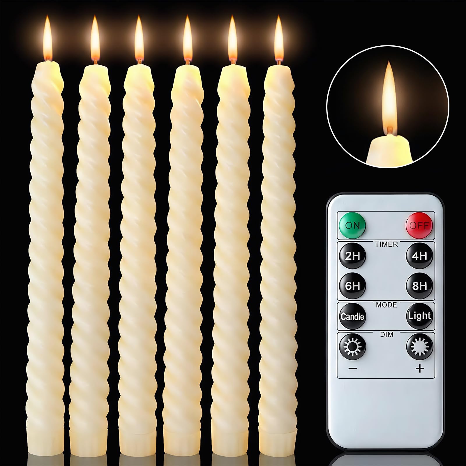 HOUSN 6 Stück Stabkerzen Led,Led Stabkerzen mit Timerfunktion,Batteriebetrieben,Langanhaltend,Warmweiß Flackernde Flamme,Sicher & Rauchfrei,für Weihnachtsdeko,Hochzeit,Esstisch & Wohnzimmer