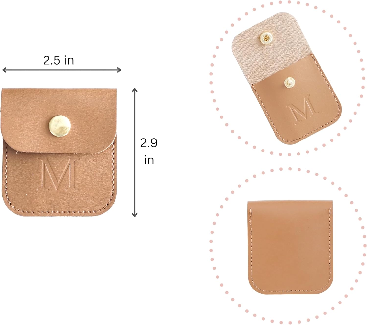 Full Grain Leather Travel Ring Holder, Leather Ring Pouch, Jewelry Pouch, Handmade Initial Personalized Engagement Wedding Holder Engagement Holder Travel, Bride & Groom Jewelry Storage Coin Purse (M) image 2
