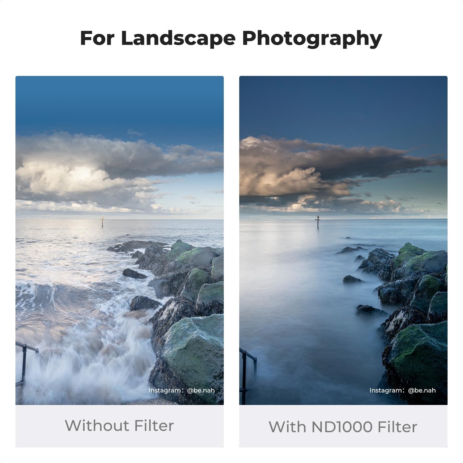 K&F Concept 100 x 100mm ND1000 (10 Stop) Square Filter Ultra Slim HD 28 Multi-Layer Coatings Neutral Density Import AGC Optical Glass with Filter Bag
