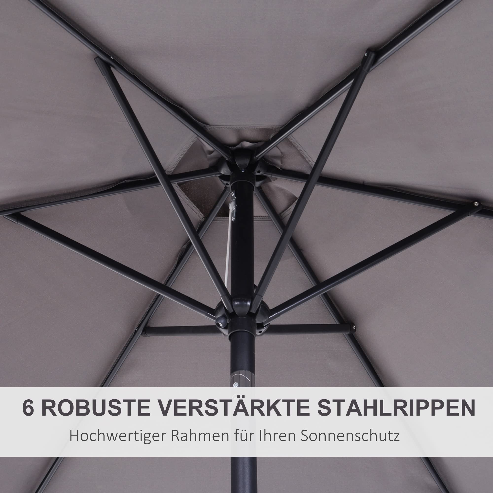 Outsunny Sonnenschirm Knickschirm mit Handkurbel 2,6 x 2,35 m