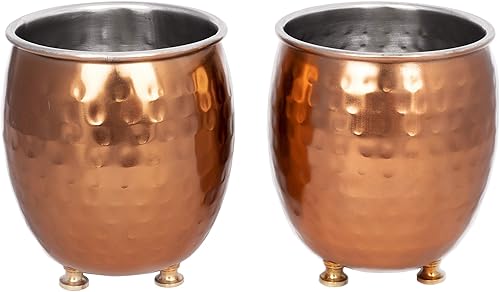 Miniatura 2 de GoCraft Set of 2 Succulent Planter Pots – Small Hammered Copper Mule Mug Style Pots for Cactus, Herbs, Indoor Plants – Decorative Window Box