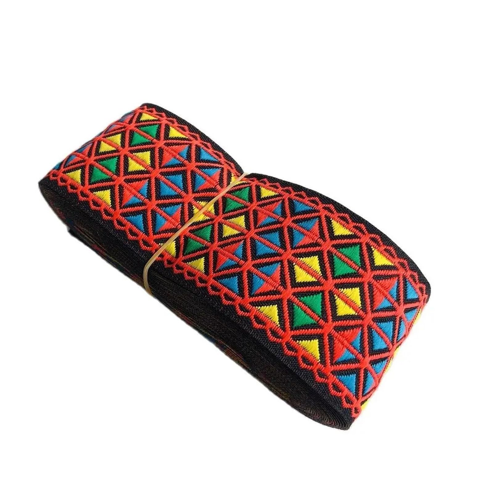 Cinta Bordada, Cinta de poliéster roja Tejida en Jacquard 10 Yardas/5 cm Ancho