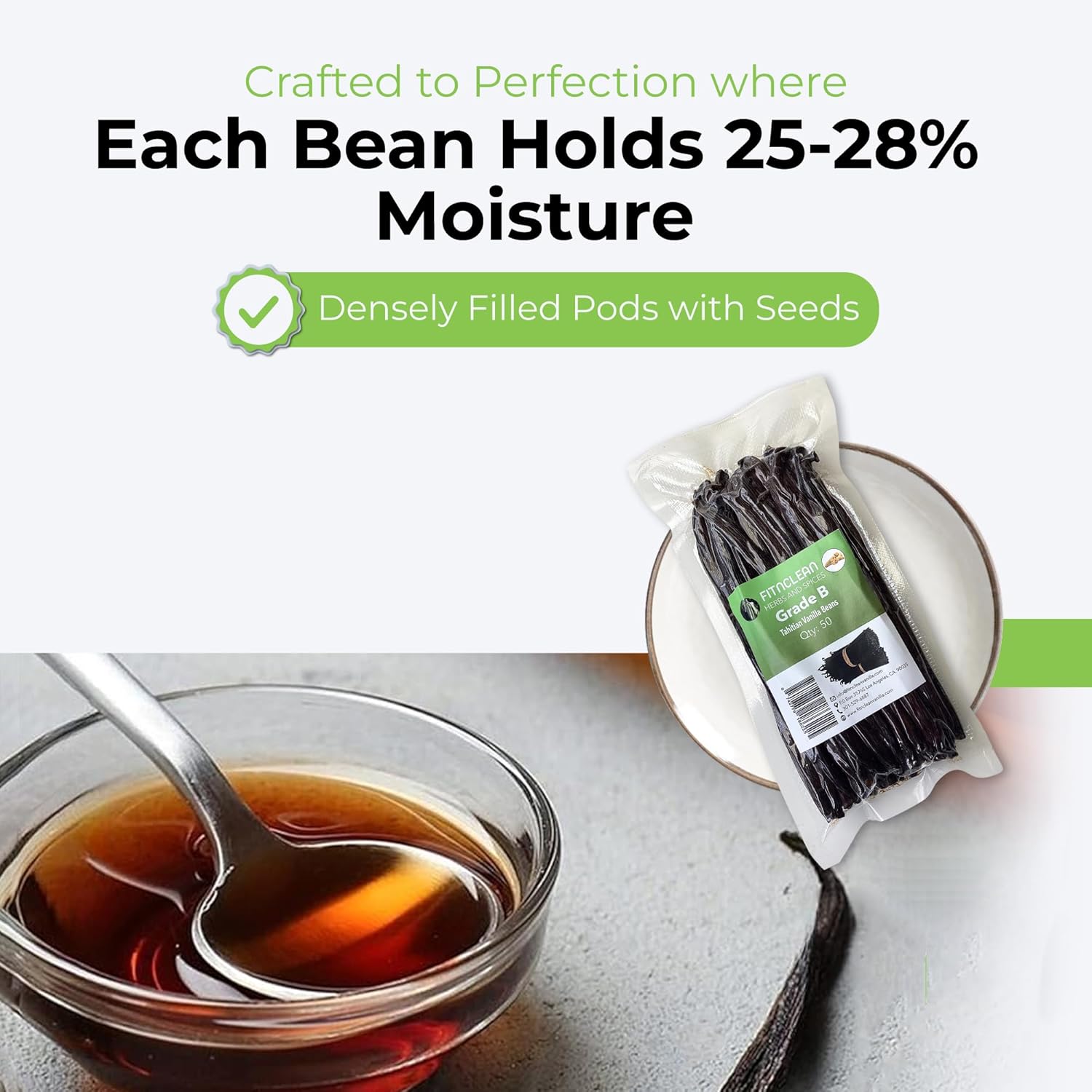 25 Vanilla Beans Grade A Tahitian for Extract, Cooking and Baking 6"-7" by FITNCLEAN VANILLA| Fresh NON-GMO Natural Raw Gourmet