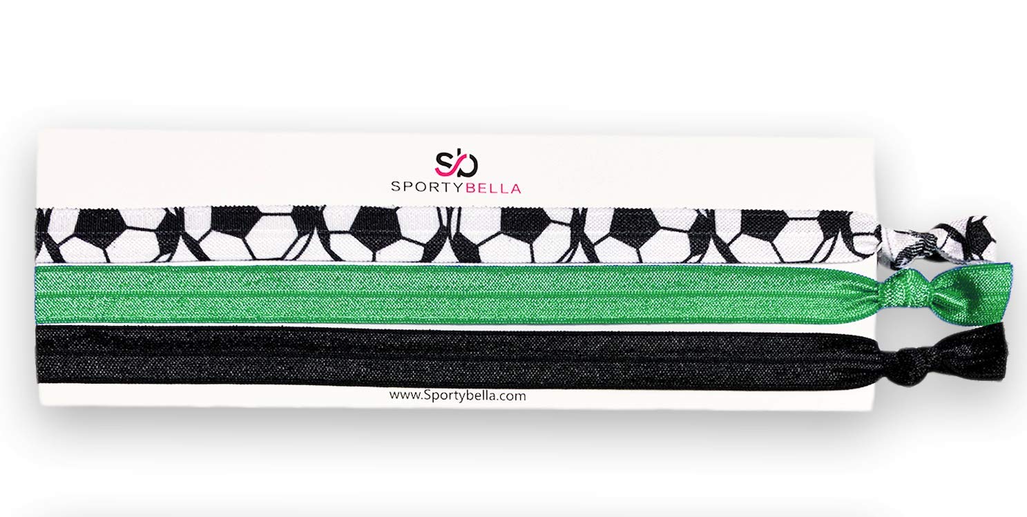 Sportybella - Diadema de fútbol, accesorios para el pelo de fútbol, color verde