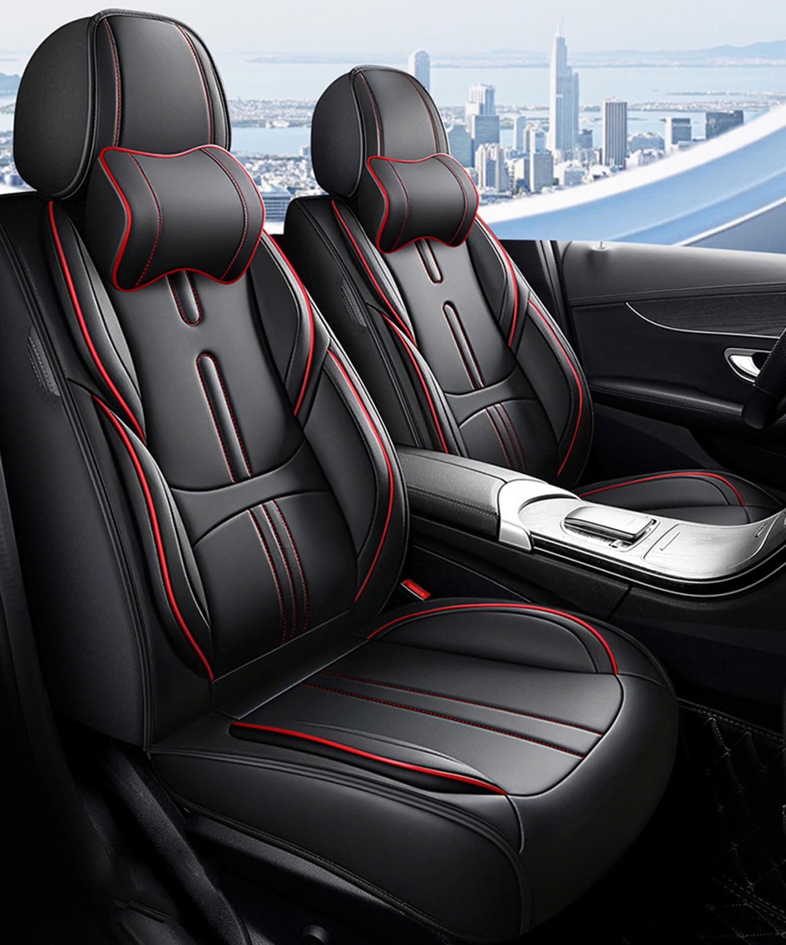 Coprisedili per Auto in Pelle a Copertura Totale Set Completo, | Auto, pick-up SUV, cuscino per seggiolino auto, coprisedili per 5 posti