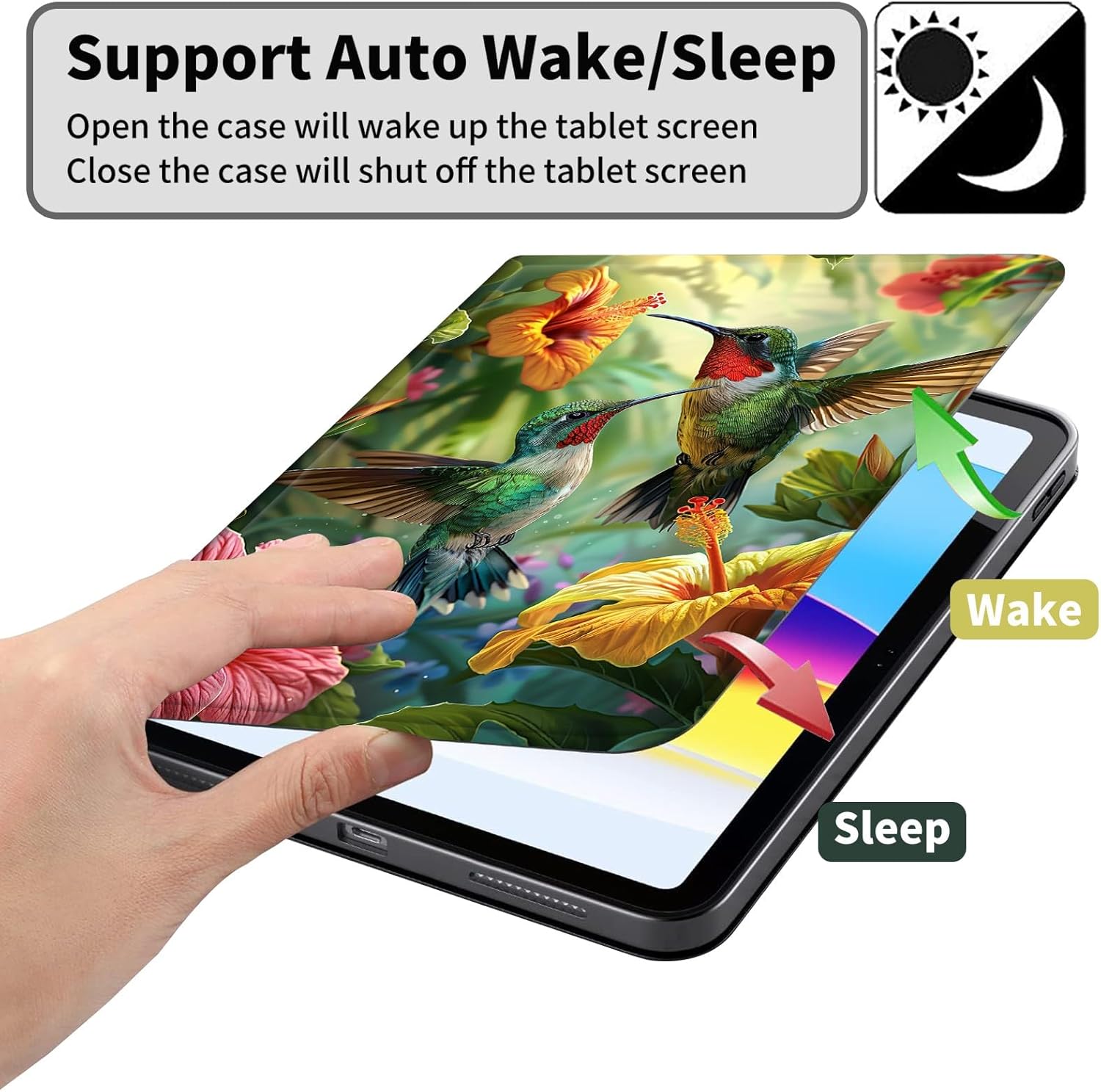 Case for Kindle Paperwhite 12th Generation 7" & Kindle ColorSoft Signature Edition PU Leather Protective Cover with Auto Sleep/Wake for Kindle Paperwhite 2024 – Hummingbird Flower