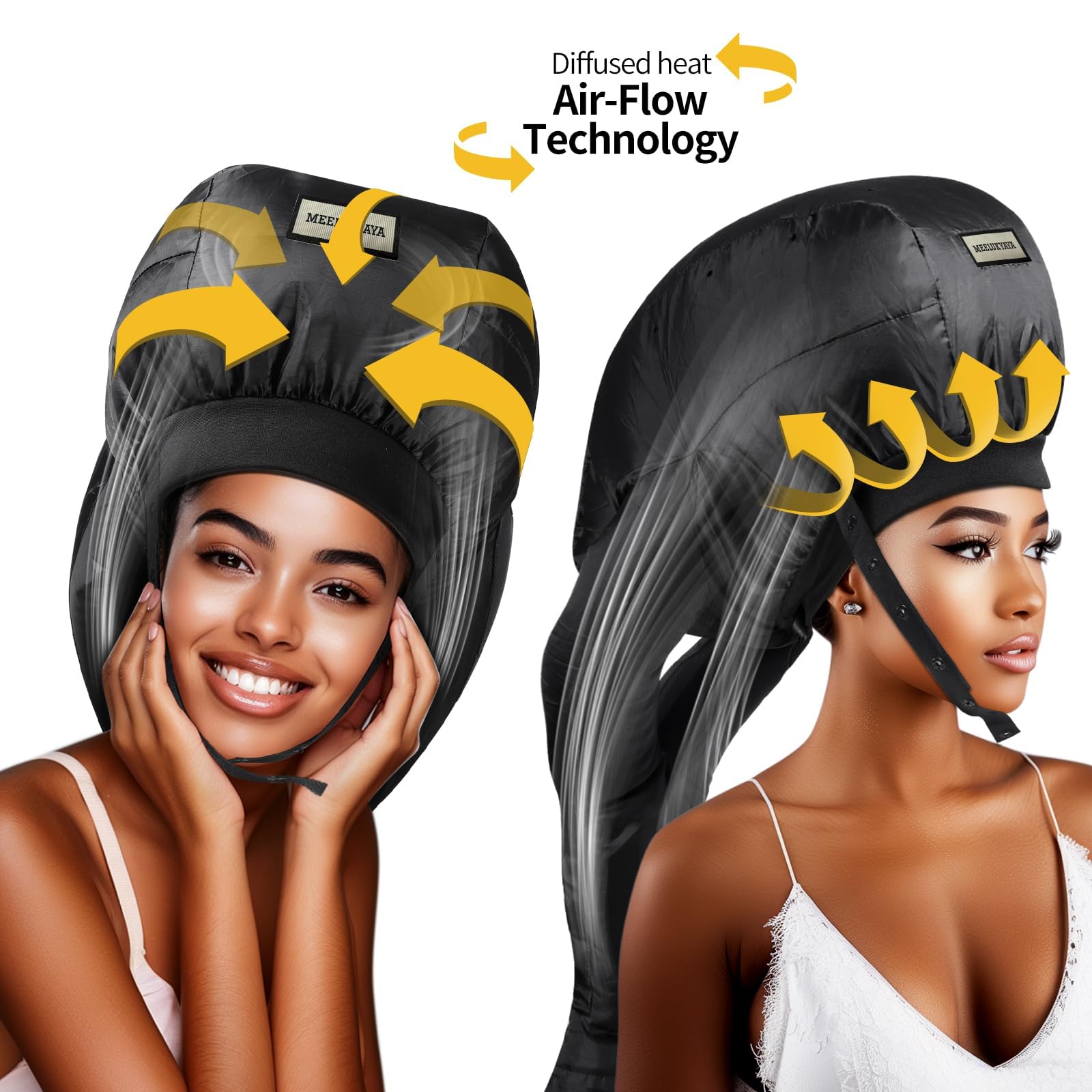 Bonnet de séchage à capuche extra large pour cheveux lourds et longs, bonnet chauffant portable pour boucles naturelles, accélérer le temps de séchage, conditionnement en profondeur à la maison,