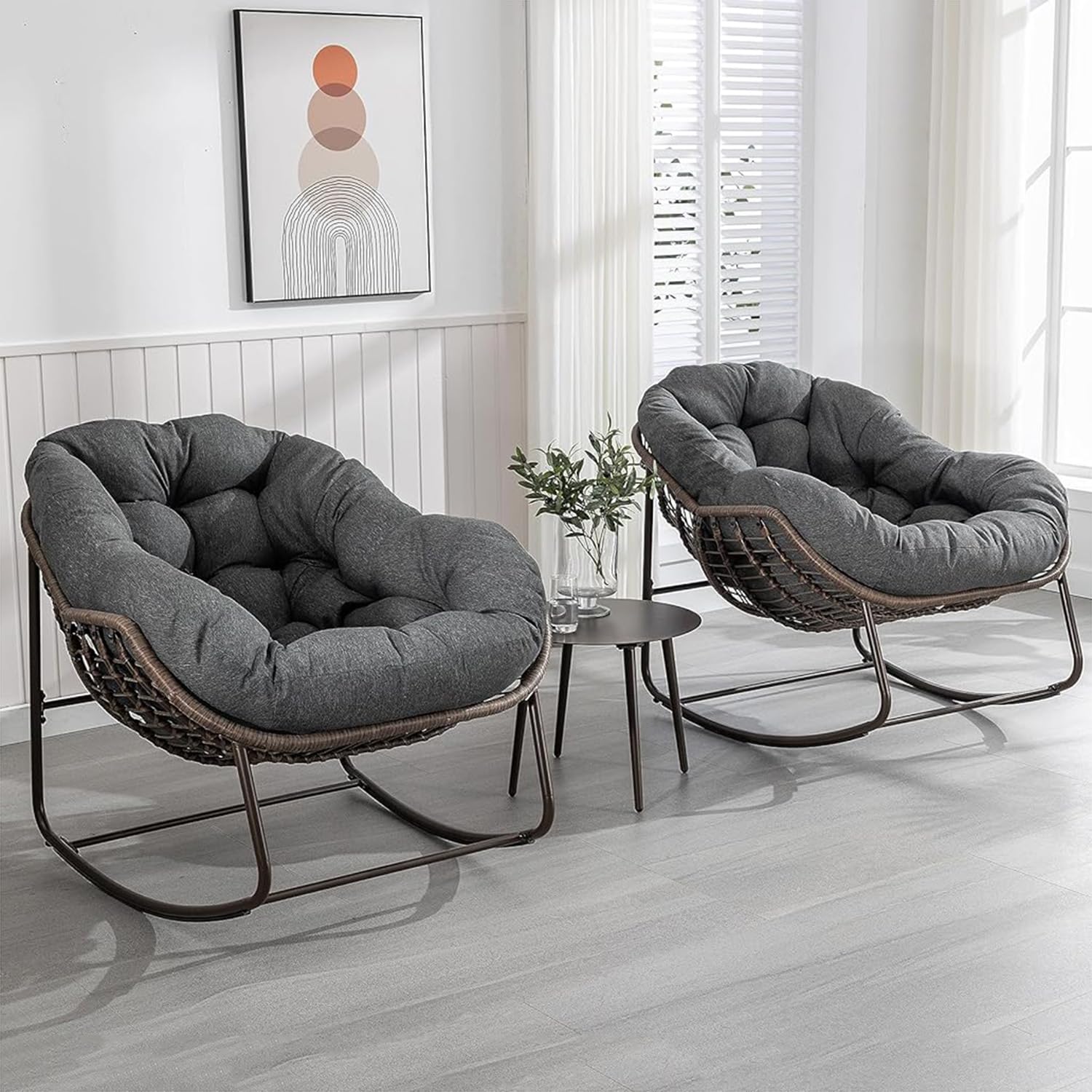 Silla Mecedora con Cojín Sillon de Relax con Soporte de Hierro para Habitación o Salón 150 kg,01