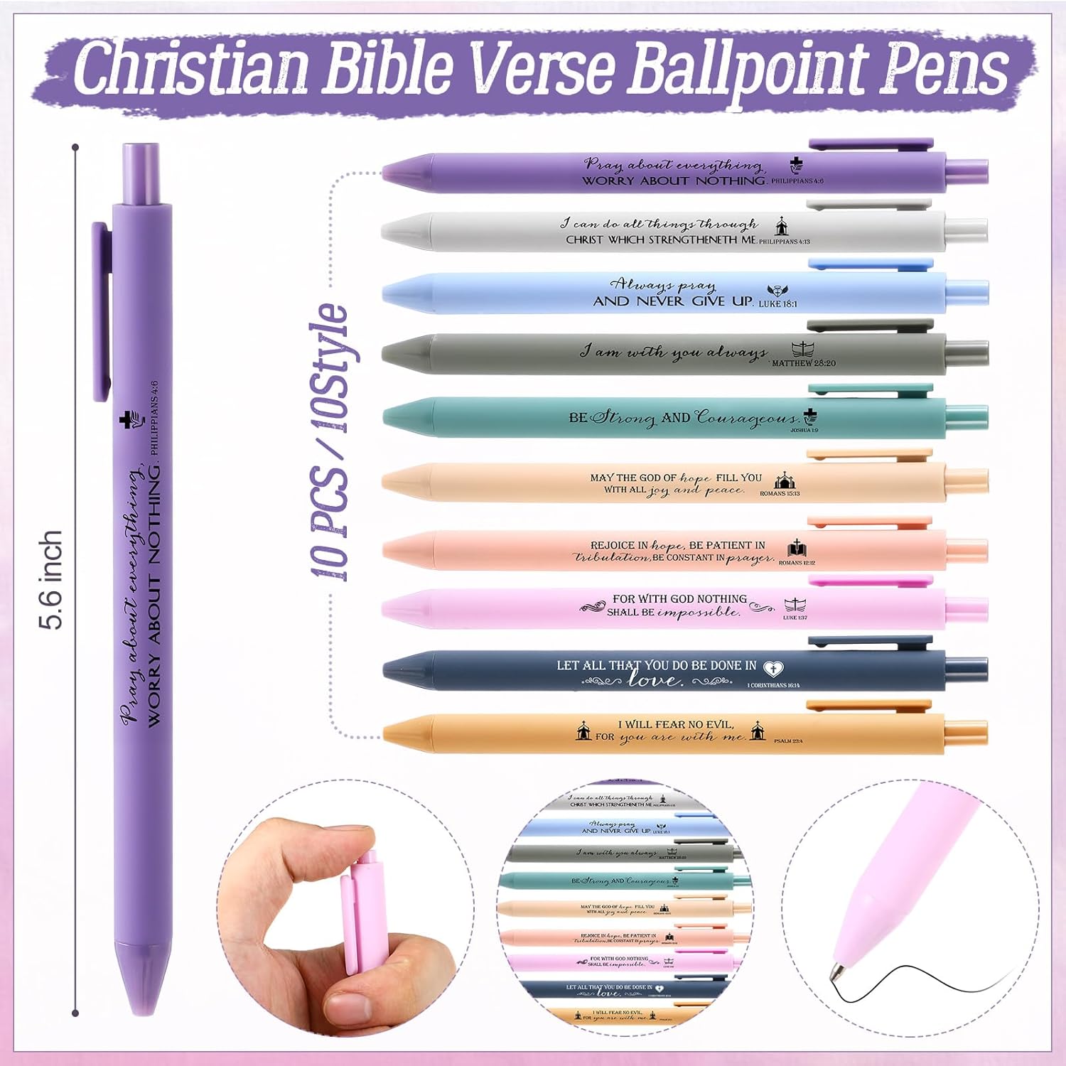 10 Sets Christian Gift Bulk 10 Bible Verse Ballpoint Pens Religious Bookmark Gift and Scripture Keychain for Valentine's Day Mother Clergy Pastor Teacher Women Christmas Sunday School - Image 2