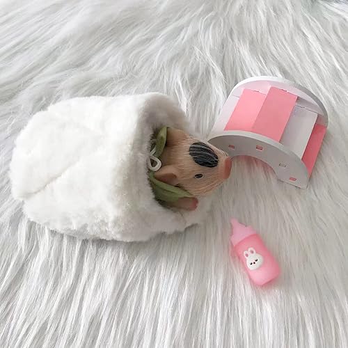 Miniatura 9 de VOLOBE Panda de silicona, mini panda realista suave de 5 pulgadas como compañero de lechón de silicona con accesorios para regalo de cumpleaños de