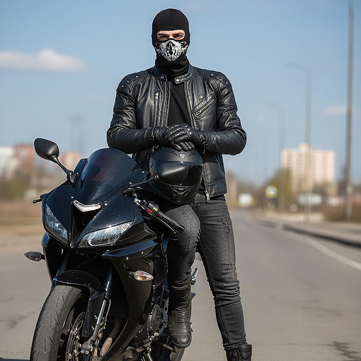 CoolChange Sturmmaske mit Totenkopf | Motorradmaske für COD Fans | Schwarz