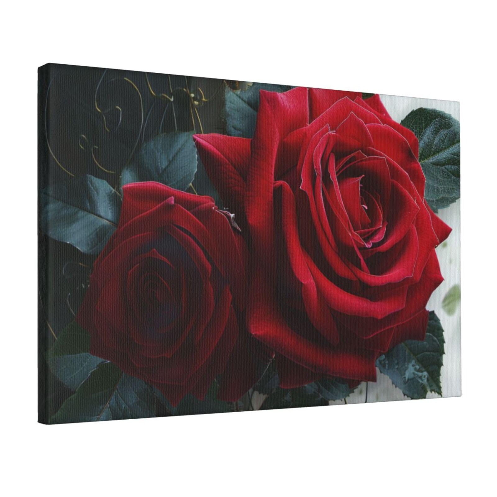 YKLJG Gothic Rose art Printed Wall Art Canvas Prints 45x30 CM Wooden Framed Picture Painting Artwork for Bedroom Kitchen Home Office Decor