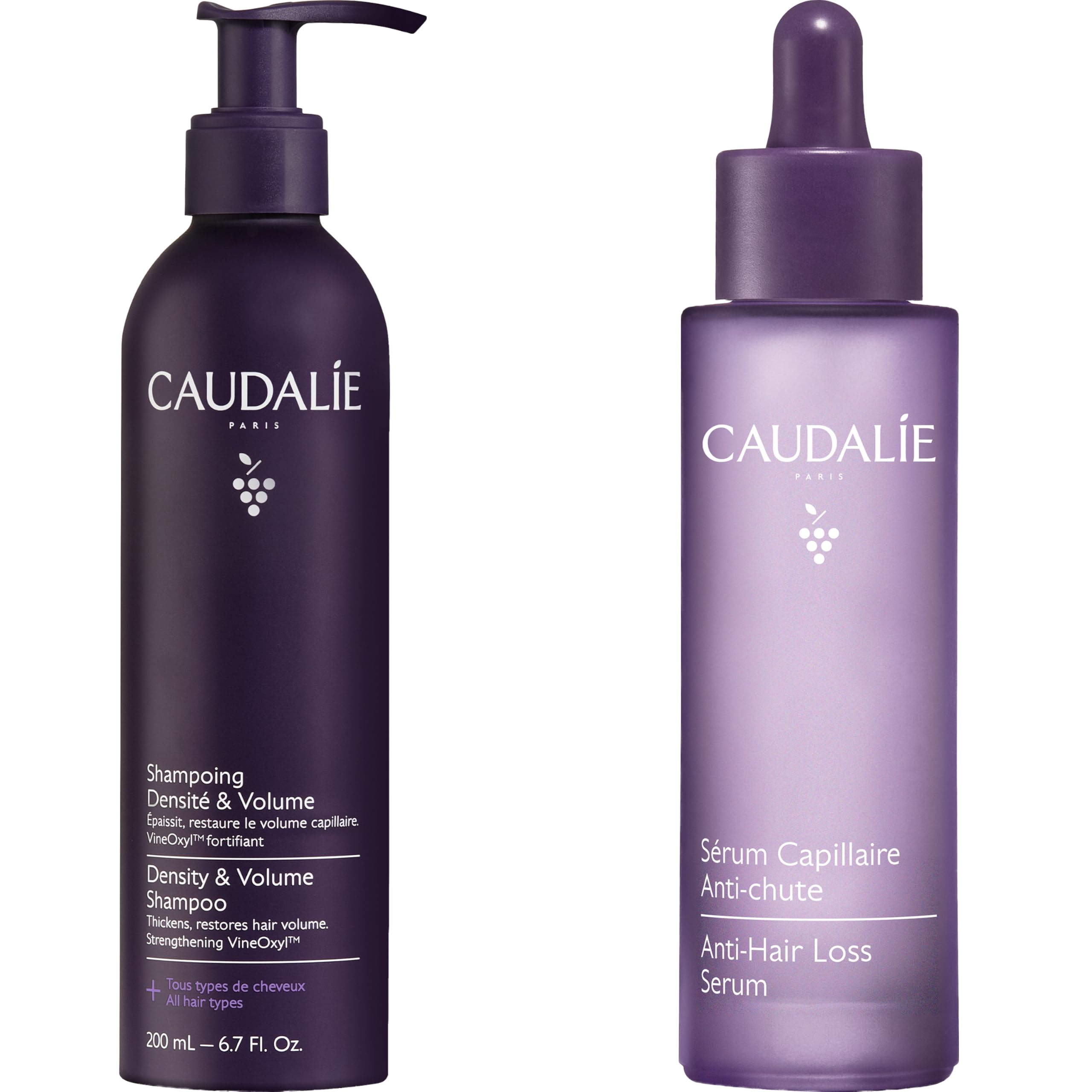 Caudalie Siero Capelli Anticaduta & Shampoo Ridensificante e Volumizzante, 50ml + 200ml