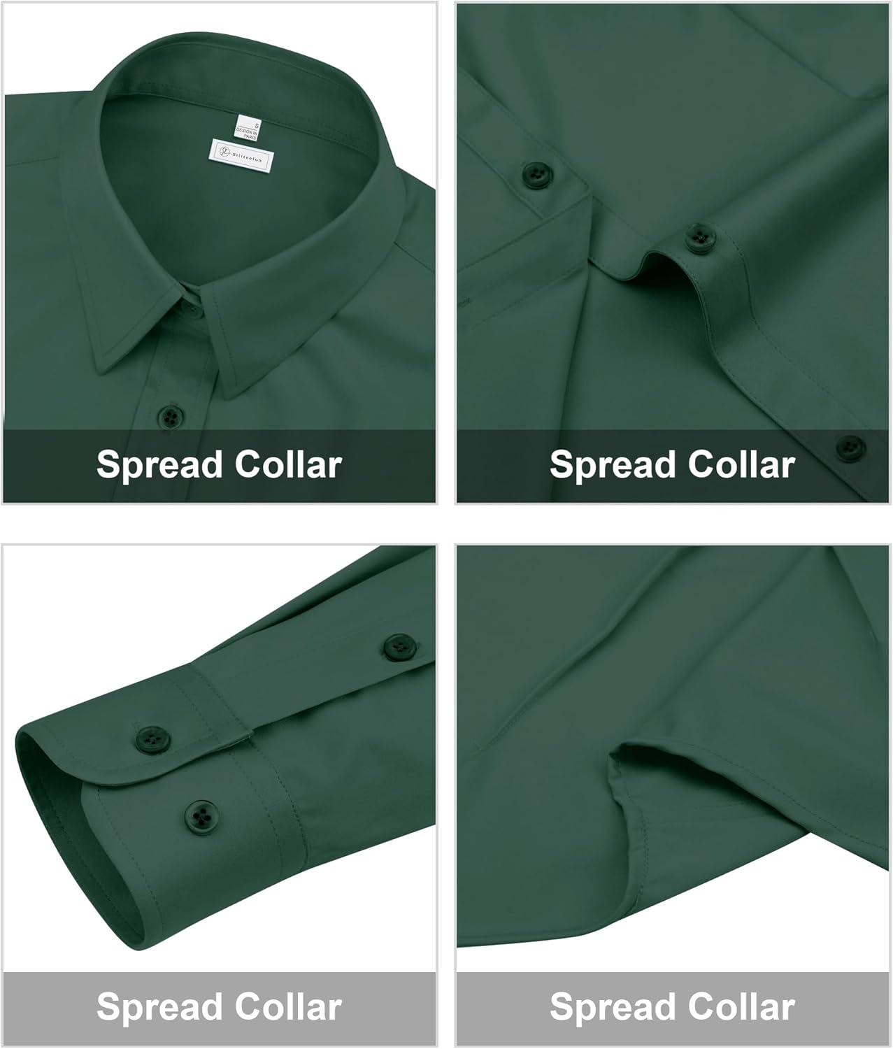 siliteelon Womens Classic-Fit Dress Shirts Long Sleeve Button Down Wrinkle-Free Stretch Solid Casual Work Office Blouse Top - Image 3