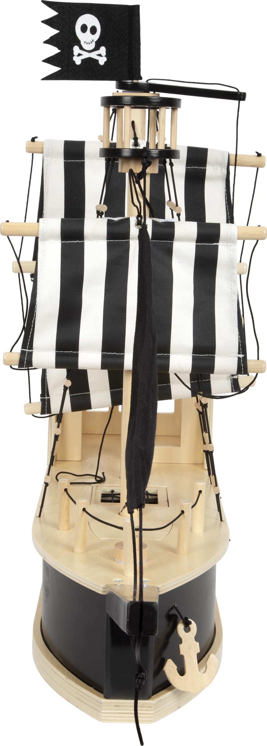 small foot Barco Pirata para muñecas Flexibles de Madera, Gran Barco de Juguete con Accesorios y Funciones, 12411