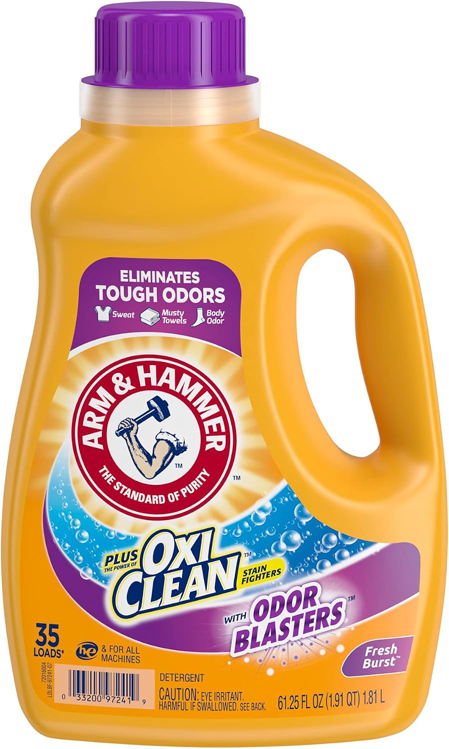 Arm & Hammer Plus OxiClean Odor Blasters Fresh Burst, 35 Loads Liquid Laundry Detergent, 61.25 Fl oz