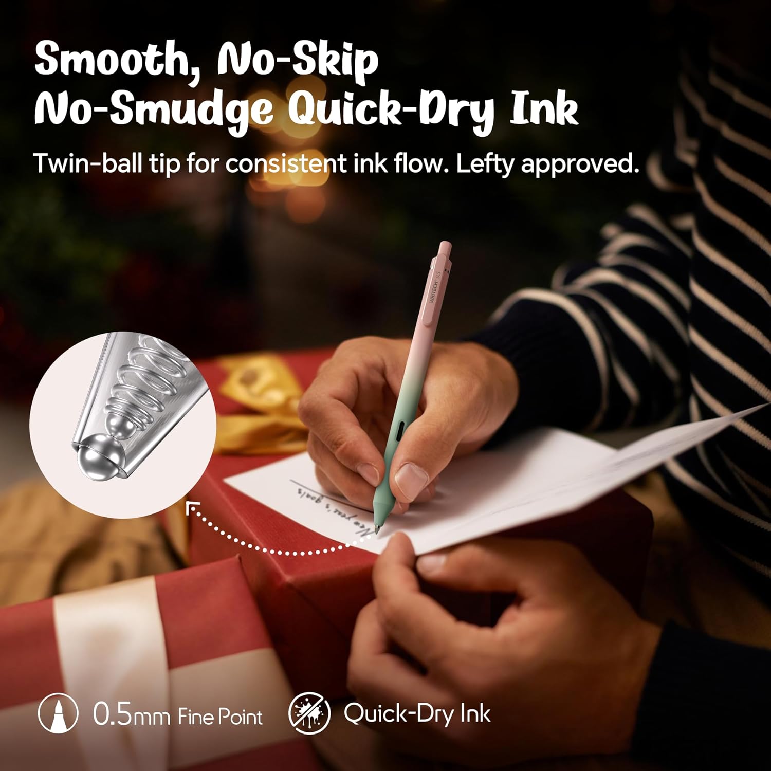 WRITECH Fine Point Gel Pens: 0.5mm 4ct Retractable Click Pen Black Ink Gradient Aesthetic Color Pen Barrel Smooth Writing Journaling No Bleed Christmas Gift for Nurse Student Office - Image 5