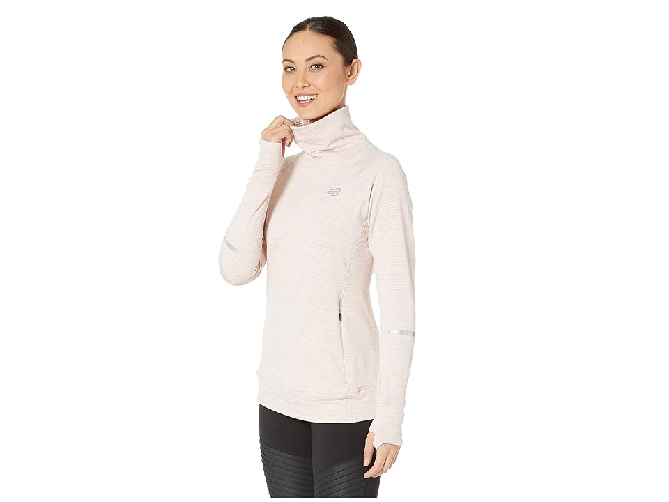 

New Balance Heathertech Pullover (Conch Shell Heather) Women's Clothing, White