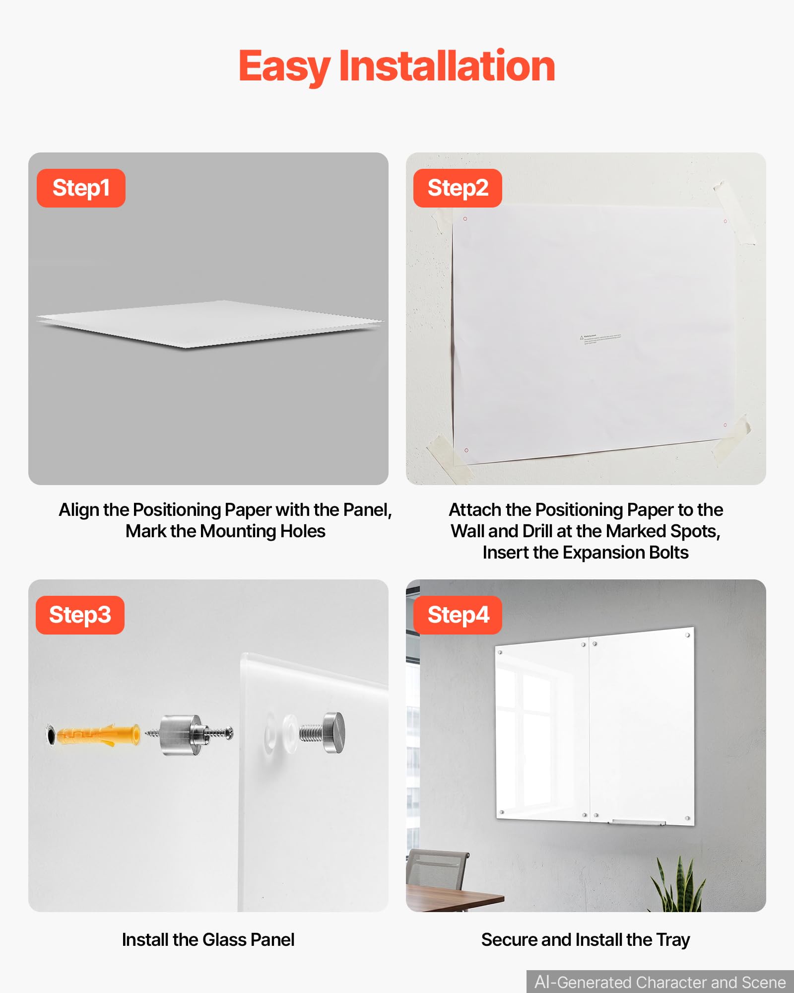 VEVOR Whiteboard Magnetisch 900x600 mm Wandtafel Magnettafel 2er-Pack Weiß
