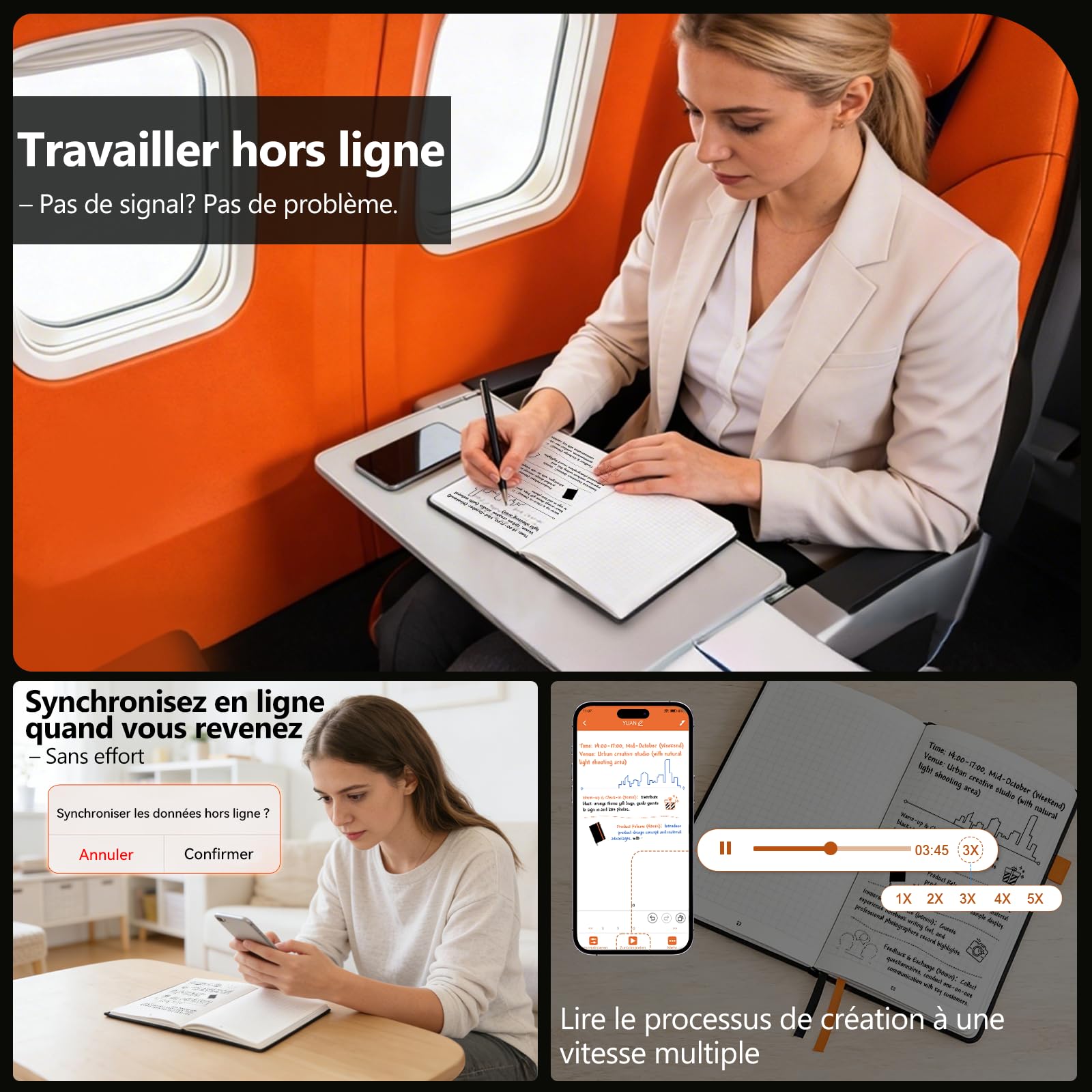 Yuan Smart Writing Set – Digital Notebook with Smart Pen, Connected Notebook,Synchronisation en temps réel. Inclut un mini carnet, des recharges de rechange et un câble de charge,Pour tous les publics