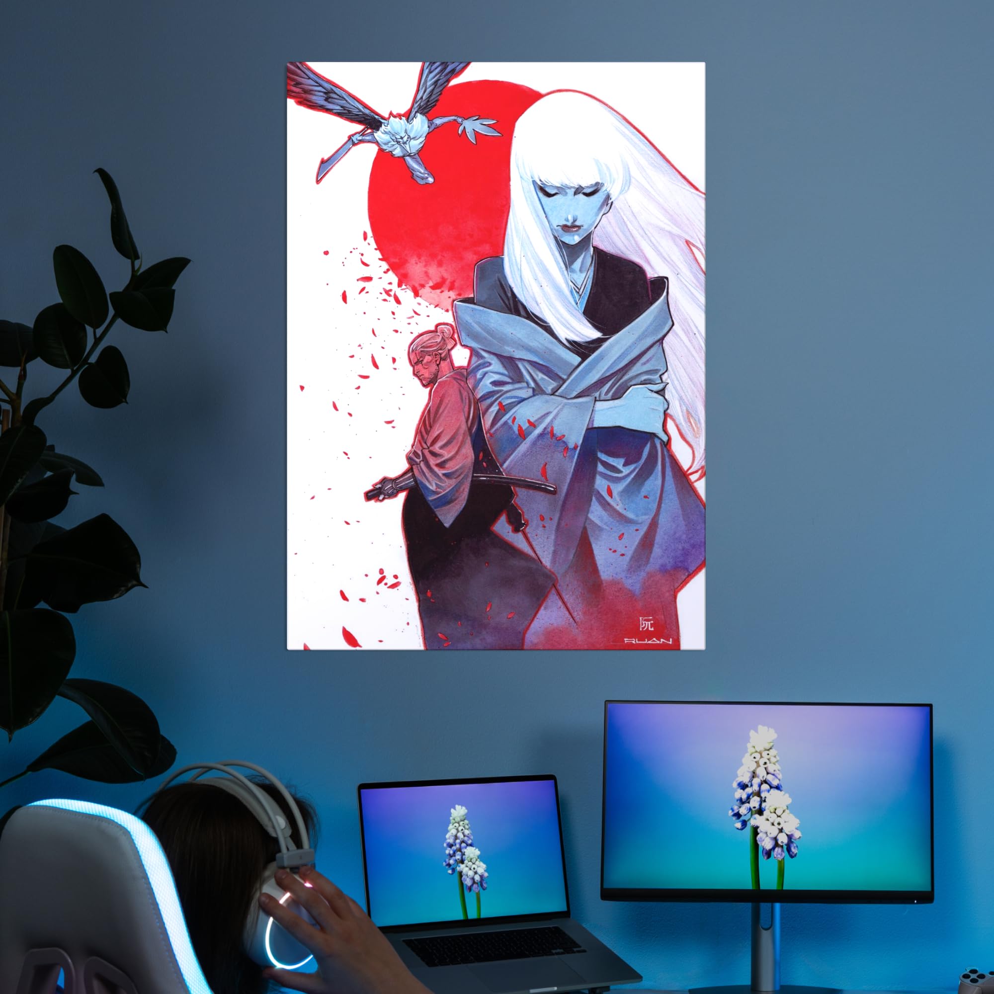 Displate - Poster in metallo - Witcher 3 - The Witcher Ronin - Ronin Alternative Cover - Dimensione L - 67,5 x 48 cm Matt