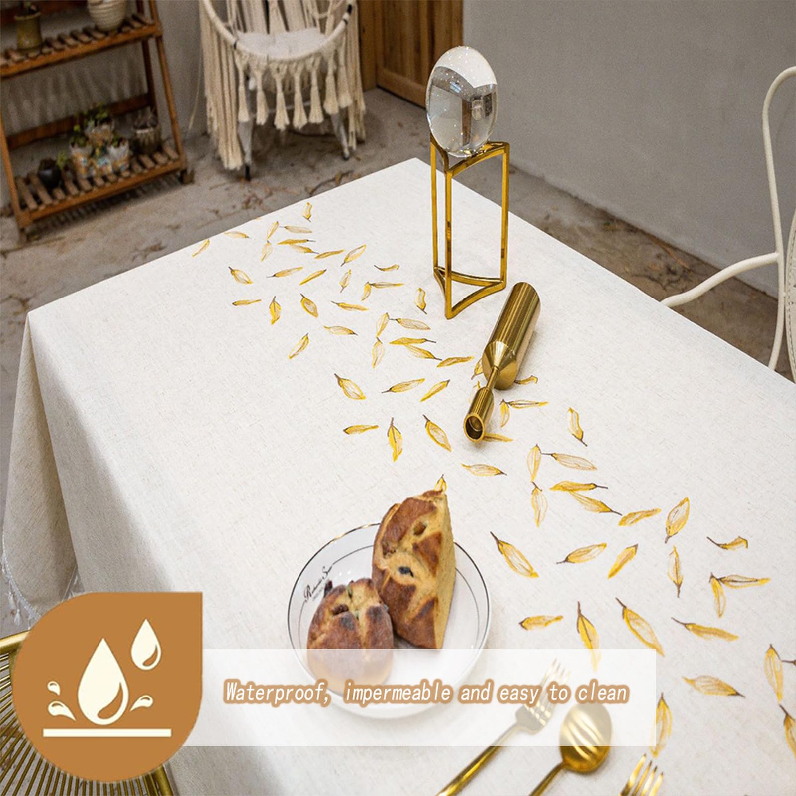 Tovaglia impermeabile, 140 x 300 cm, con nappe, tovaglia versatile in stile country per sala da pranzo, cucina, buffet e campeggio, elegante decorazione da tavolo