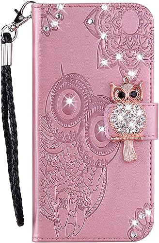 Miniatura 10 de CCSmall Funda tipo cartera para Samsung Galaxy S24 para mujer, con purpurina y diamantes de imitación, de piel sintética, con ranura para tarjeta y