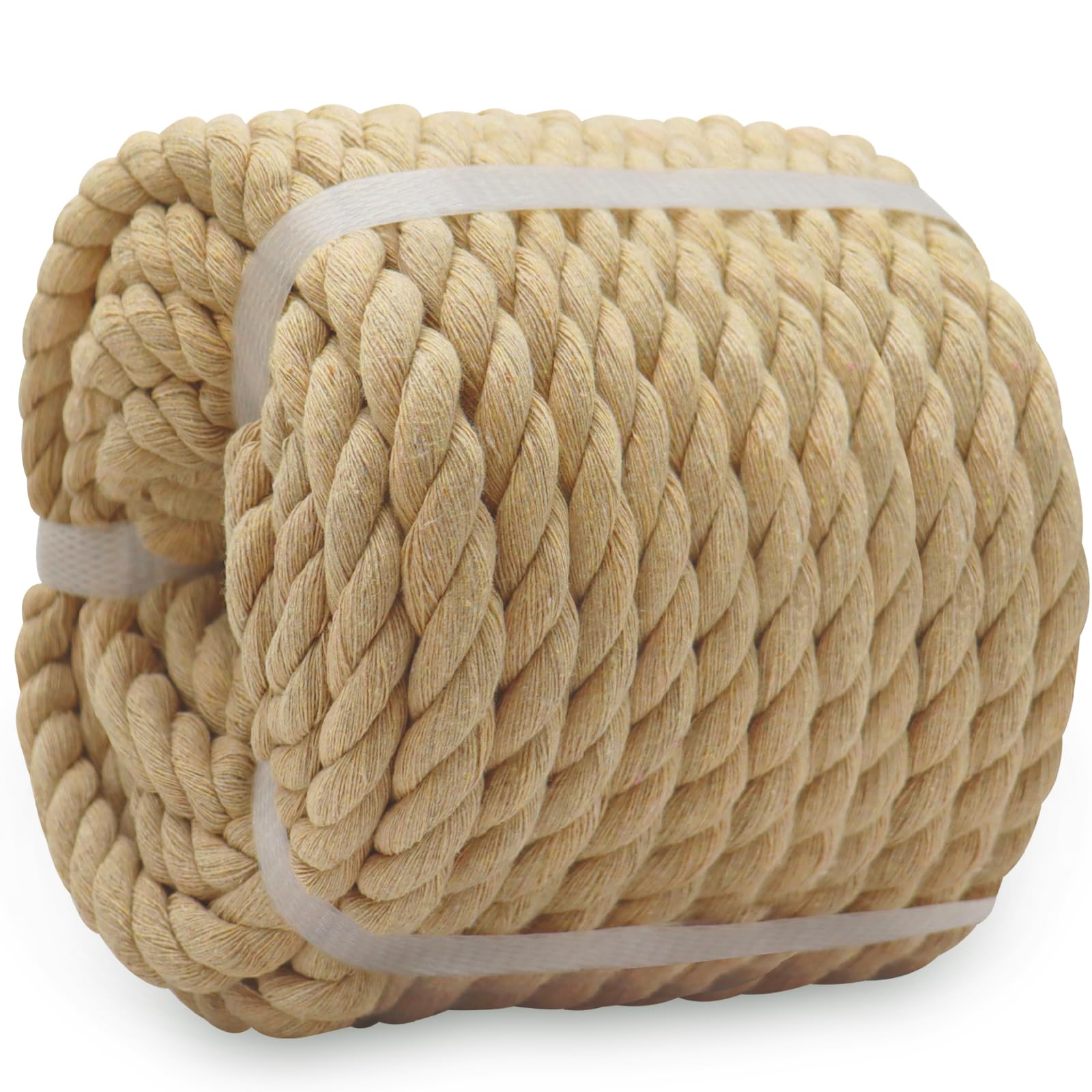 BONSINY Natural Brown Cotton Rope 1/2 inch x 100 feet Nautical Rope for Crafts Plant Hanger Home Decor-image-14