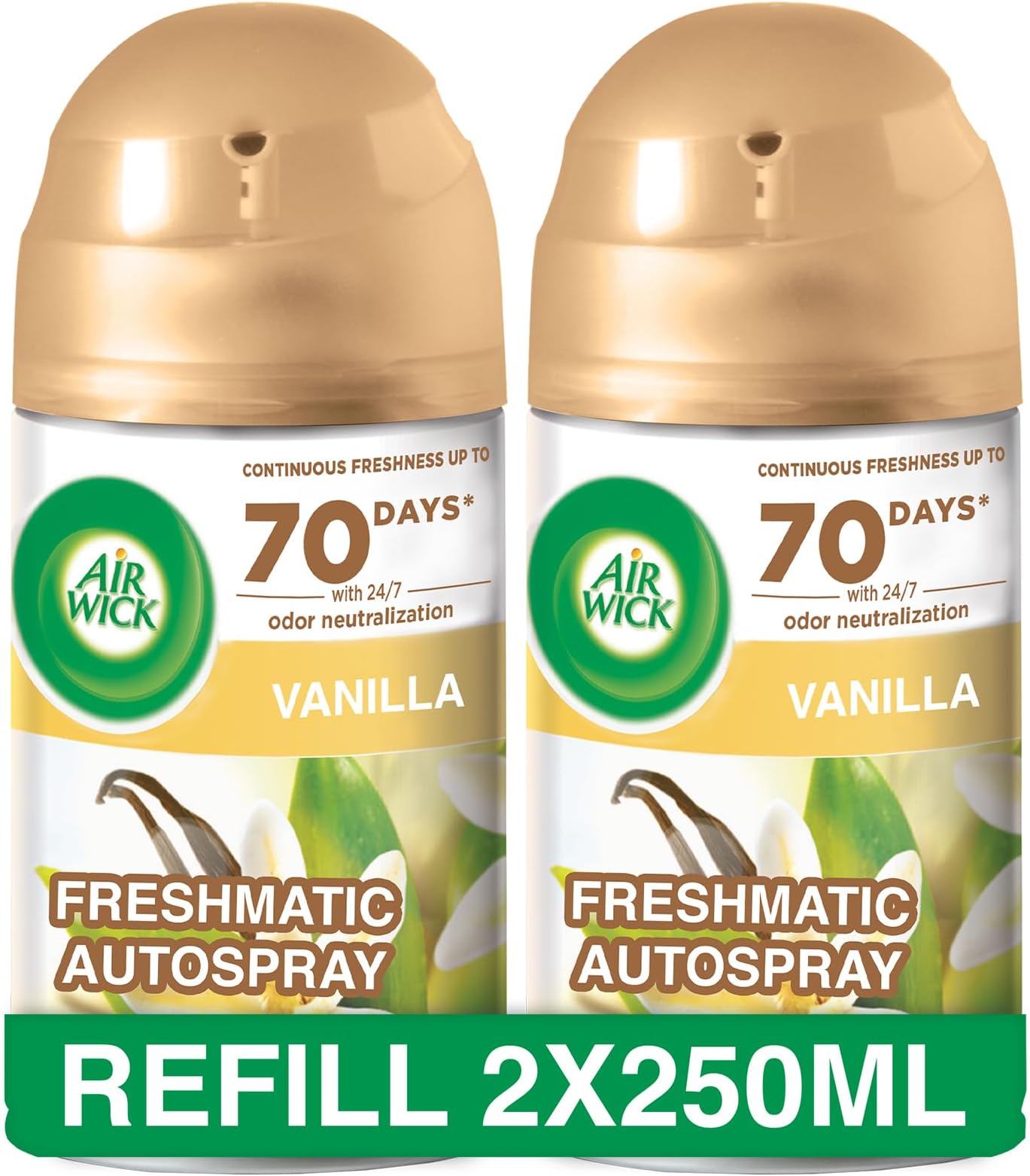 Freshmatic Autospray Refill, Vanilla Fragrance, Eliminates Bad Odour like Cat Litter Smell, 250 ml (Pack of 2)