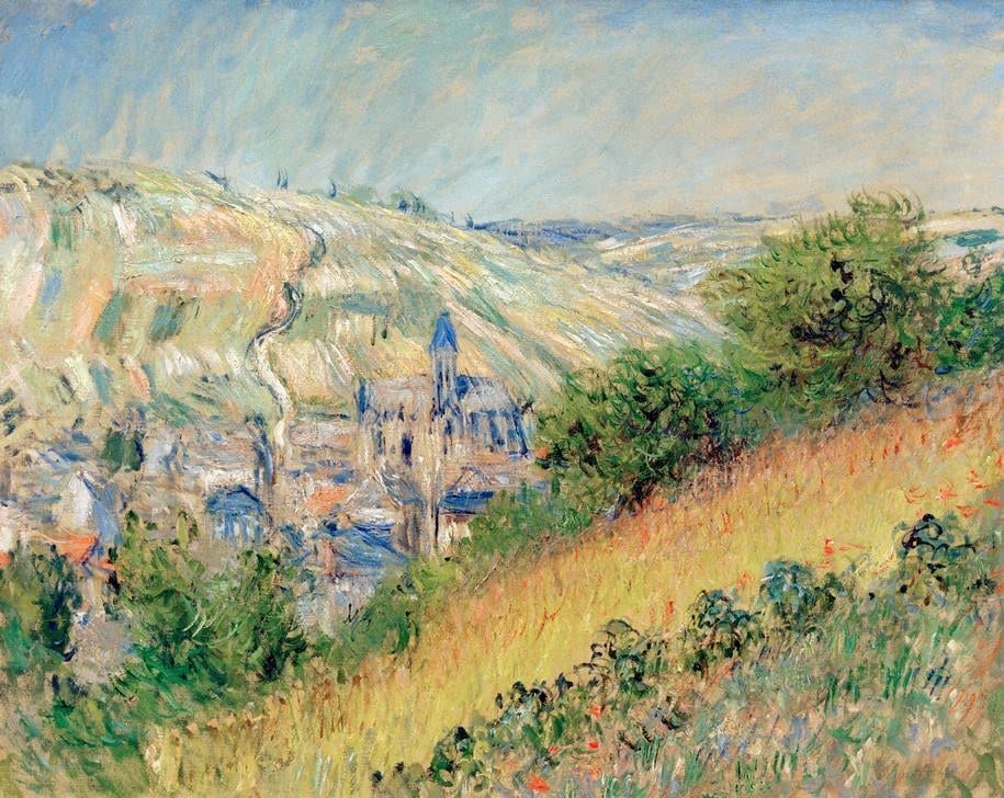 Impression sur toile Monet Vétheuil peinture 60x90cm de qualité musée pour salon
