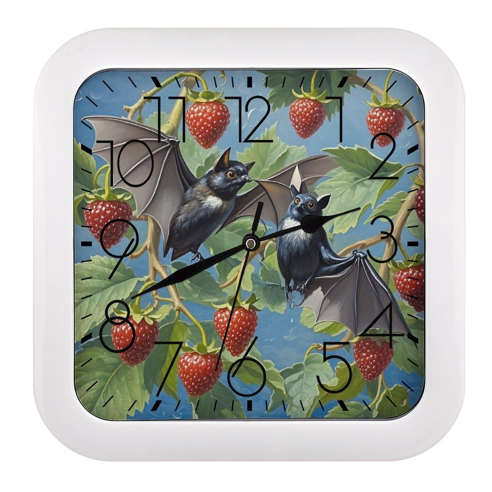 LZQPOEAS Gothic Bat Wall Clock Fashionable Versatile Silent Wall Clock Simple Elegant Non Ticking Analog Clocks Easy to Install Square Modern Clocks for Home Decoration