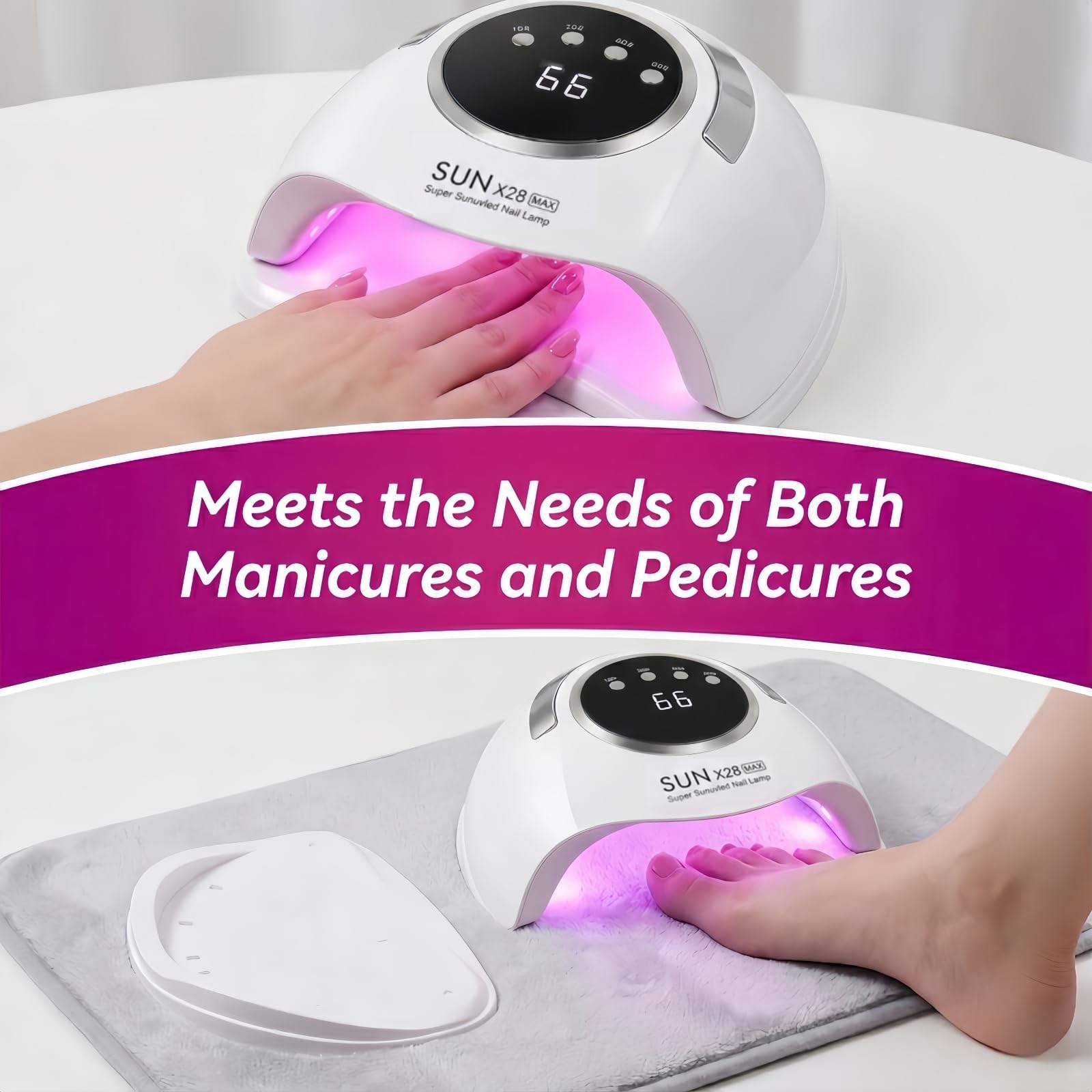 Lampe UV Ongles 360 W, Lampe Led Ongle Professionnelle avec 4 Minuteries, UV Lamp Nails avec 90 Perles, Machine UV Led pour Ongles Capteur Automatique pour Durcir Le Vernis à Ongles en Gel