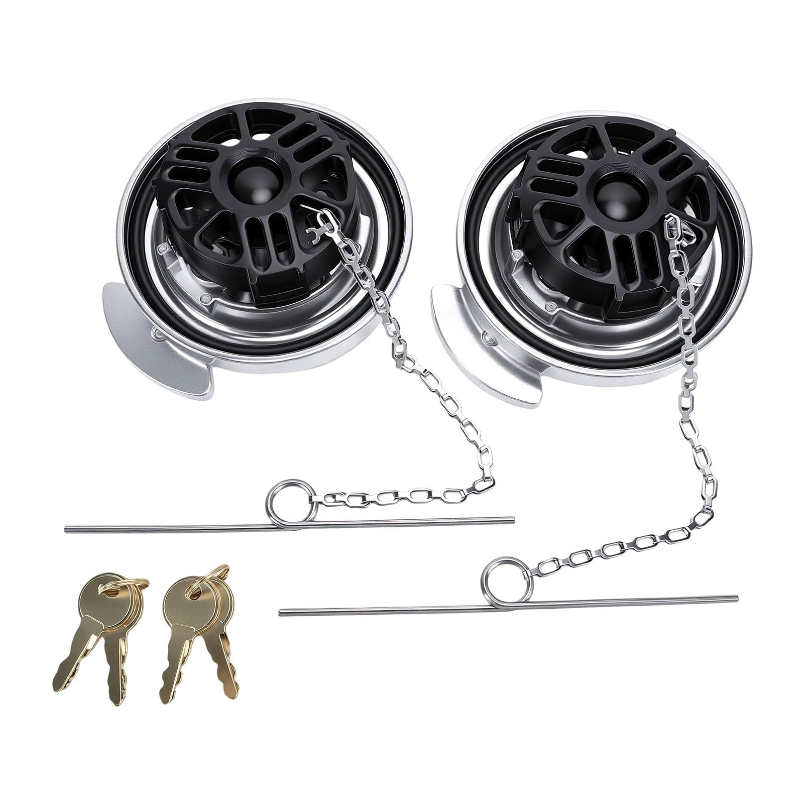 Generic Zaślepka Paliwa z blokadą Korek Zbiornika Paliwa Zaślepka Gazu z blokadą Napędowego Zamek Typu Dźwigni Zwalniania Ciśnienia Aluminiowy 11 04859 100 600212 z Kluczami do