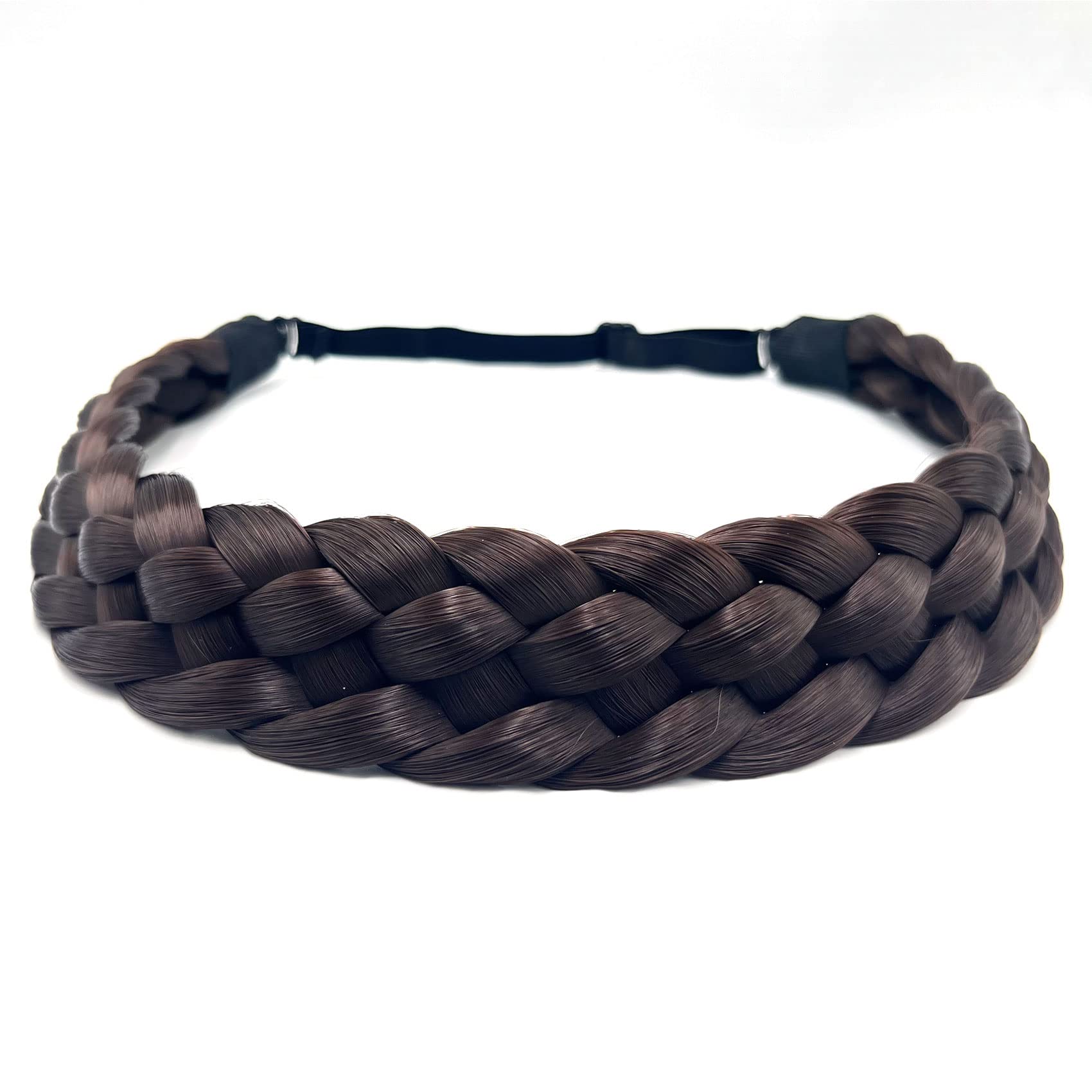 TOECWEGR 5 Strands Synthetic Hair Braided Headband Hairpiece Classic Chunky Wide Plaited Braids ElasticMulti Color Headband Ladies Beauty Hair