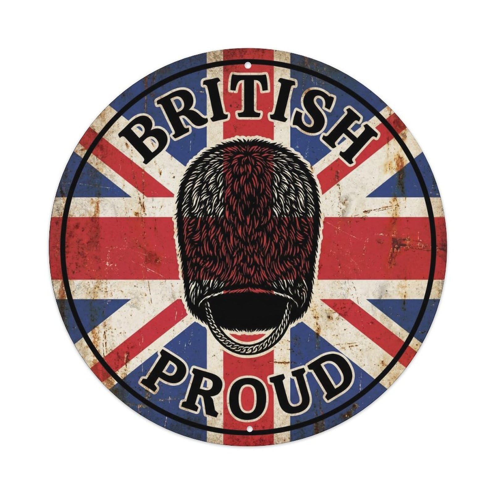 British Proud Bearskin Hat Traditional Apparel Emblem Metal Tin Sign