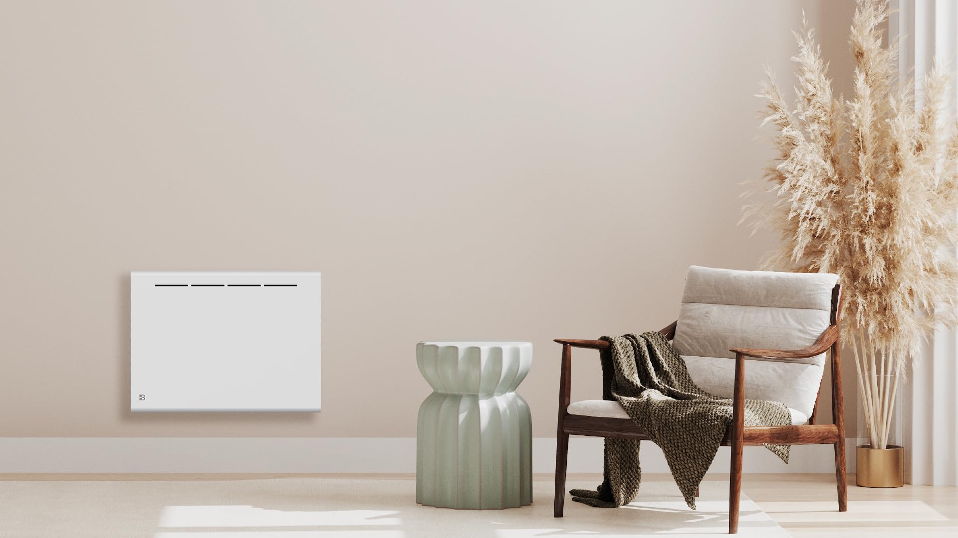 BESTHERM - Radiateur électrique fixe à inertie sèche céramique 1000W Bestherm ATLAS horizontal blanc