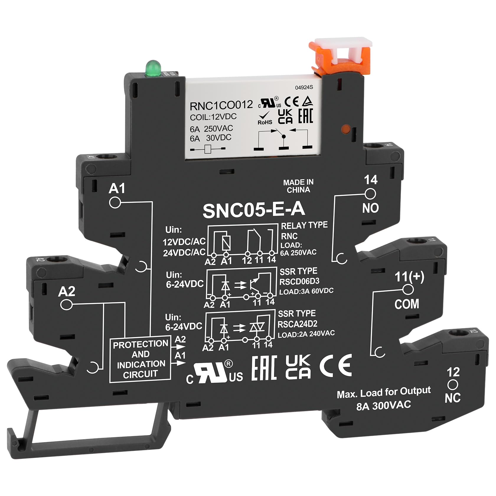 Relé de señal PLC de 12V CC con base de enchufe y riel DIN 8