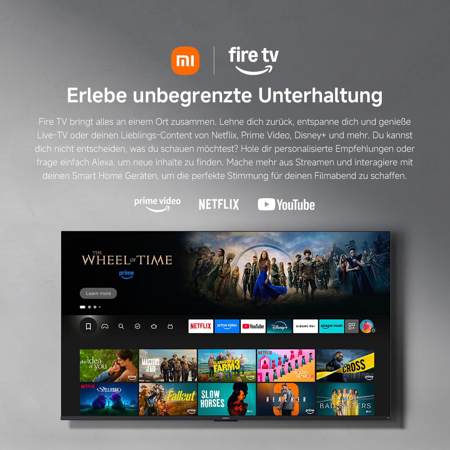 Xiaomi TV F 32, 32 Zoll (81 cm), HD, Smart TV, Fire OS7, Triple Tuner DVB-C/S/S2/T/T2, Dolby Audio™, DTS Virtual:X, DTS-HD, Sprachsteuerung mit Alexa, Kompatibel mit Apple AirPlay
