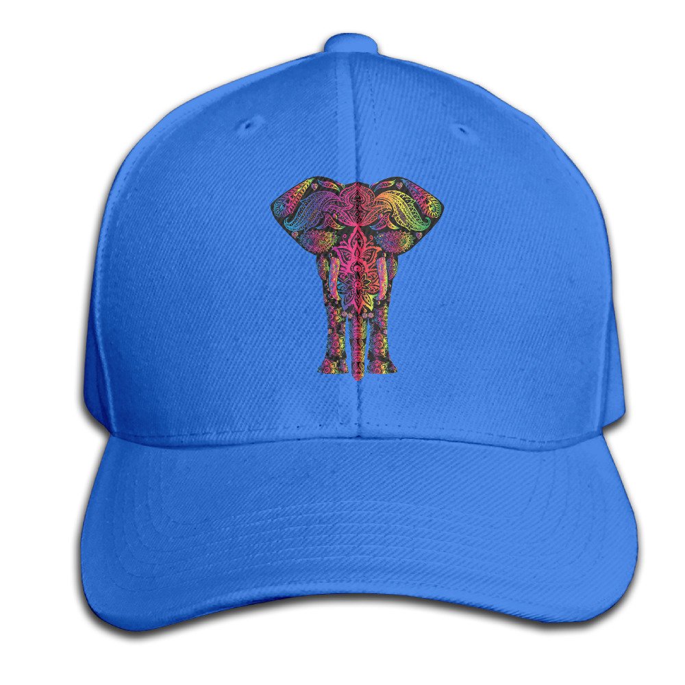 ZOENA CapsZoena Colorful Pattern Elephant Cotton Hats Cross-Country Cap for Outdoor Sports RoyalBlue
