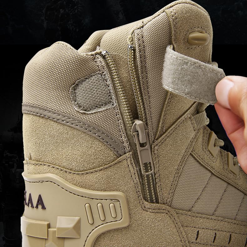 Dallader Men's Waterproof Side Zipper Outdoor Combat Boots, Daladder Tactical Boots, Men's Military Tactical Work Side Zipper Lightweight Comfortable Orthopedic Hiking Motorcycle Combat Boot4