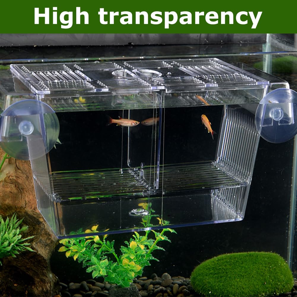 Fioriera in acrilico trasparente per acquario, per Guppy e Tropical Fish, grande, galleggiante, 17,3 x 10 x 10 cm