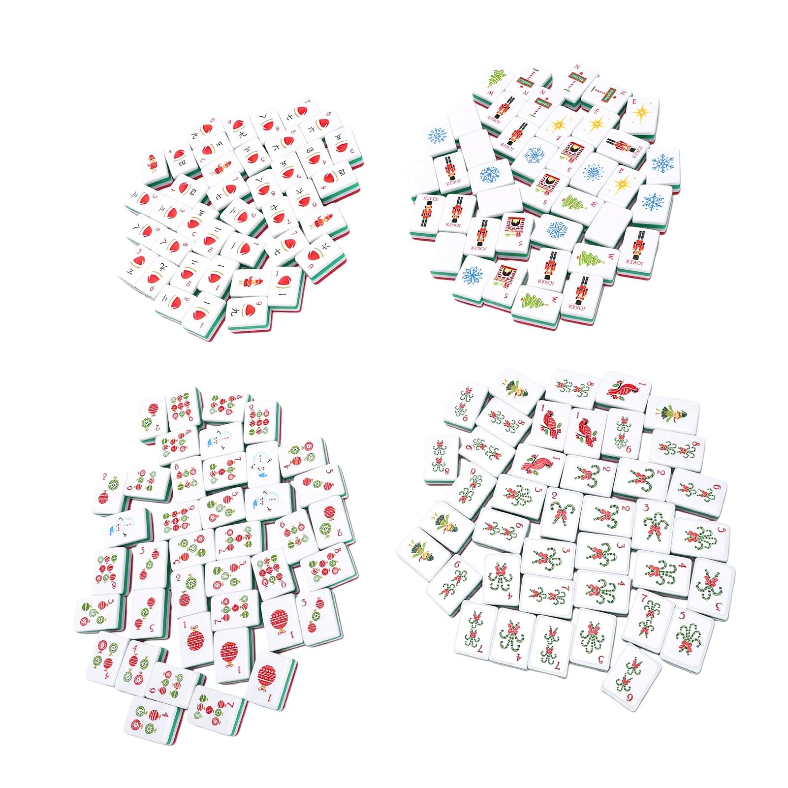 Alomejor Set Mahjong in Acrilico, Tessere Rosse Natalizie da 160 Pezzi | Piastrelle Acriliche Antigraffio, Design Natalizi con Alberi e Renne, da 15 Anni