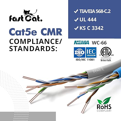 Miniatura 6 de fast Cat. Cable Ethernet Cat5e de 1000 pies - 24 AWG, CMR, cable Ethernet Cat 5 aislado de cobre desnudo con FastReel - Cable UTP de 350 MHZ