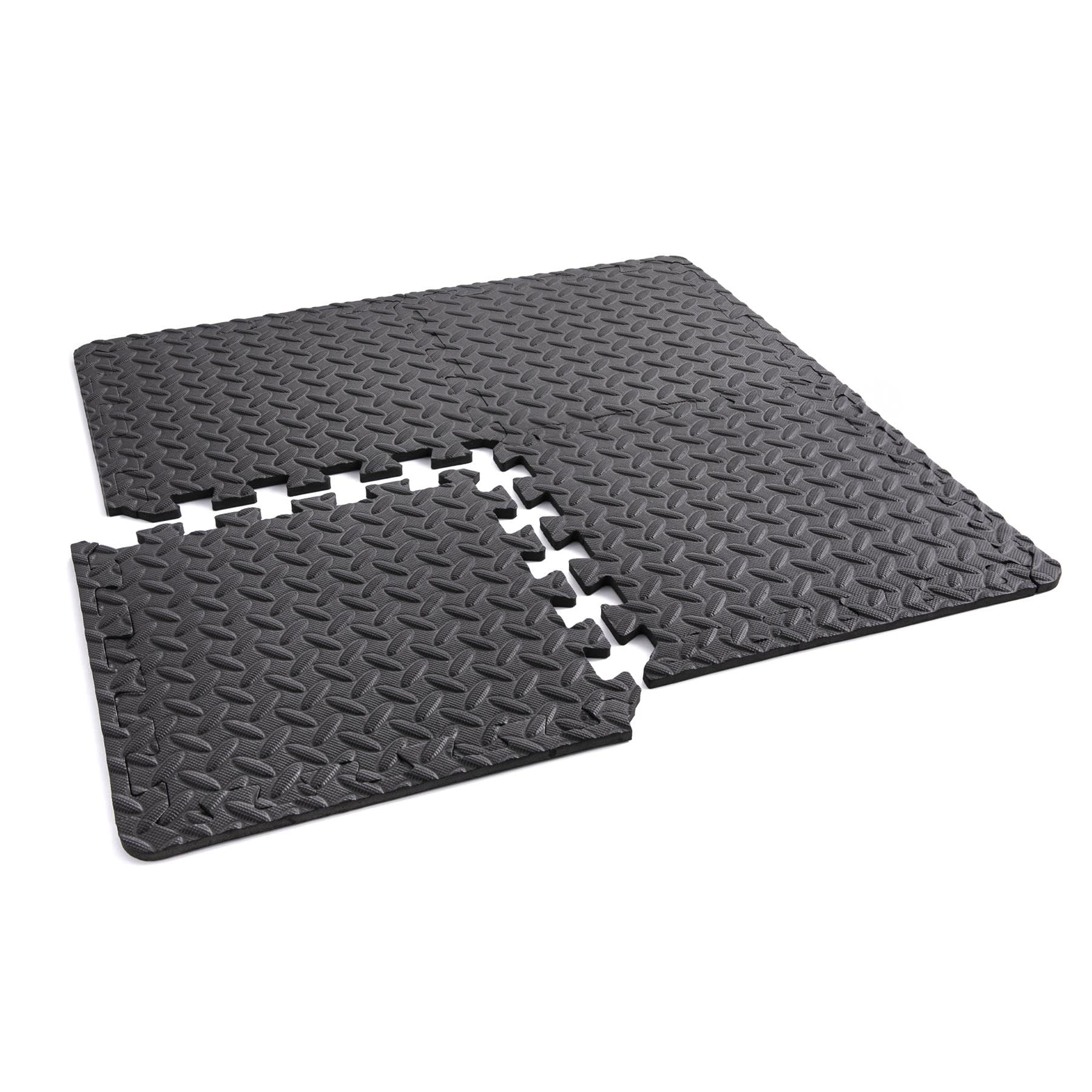 Phoenix Fitness Interlocking Floor Mats - 16 Non-Slip EVA Foam Flooring Tiles for Home, Gym, Garage, Kids Room & Exercise - Heavy-Duty Protective Floor Mat for Indoors & Outdoors - 30x30cm, Black