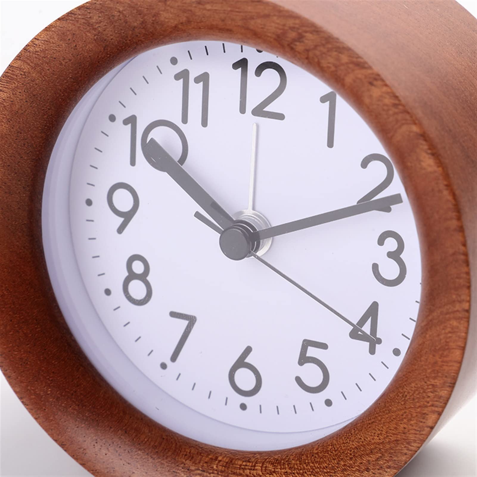 Sveglia Analogica In Legno Di Faggio - Orologio Da Tavolo Retrò Con Funzione Snooze E Luce Notturna - Silenzioso E Naturale - 9,6 X 4,3 X 10 Cm - 3