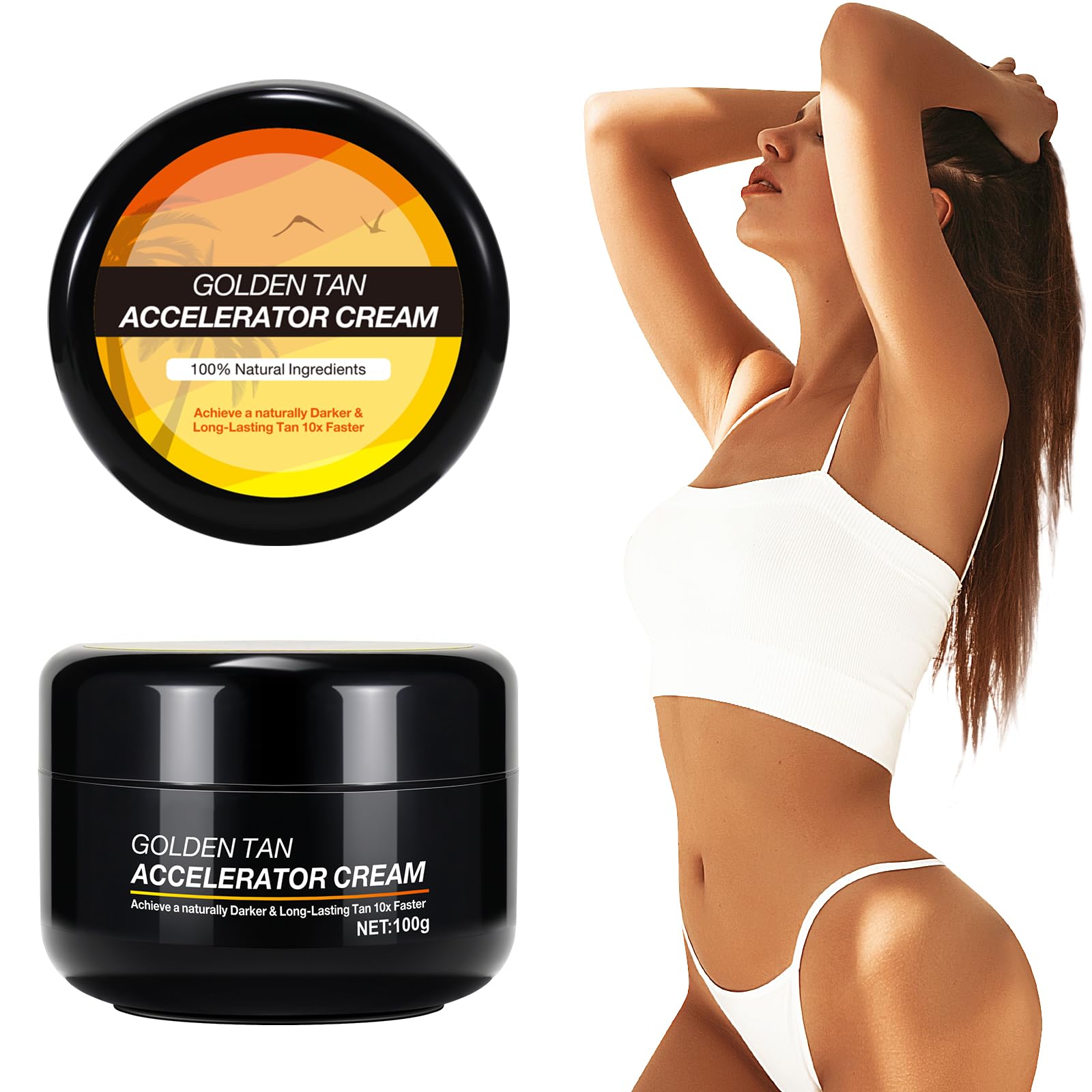 Premium Tan Accelerator Cream,100g Tan Enhancers & Accelerators,Long-Lasting Rapid Tanning Cream,Natural Tanning Accelerator With Carrot Tanning Oil For Sunbed Use & Natural Tanning