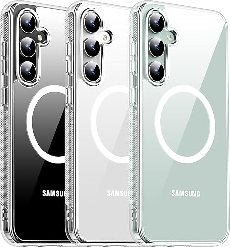 Meifigno Magic Mag Series - Funda transparente para Samsung Galaxy S23 Fe (6.4 pulgadas), compatible con MagSafe y protección de grado MIL, lados