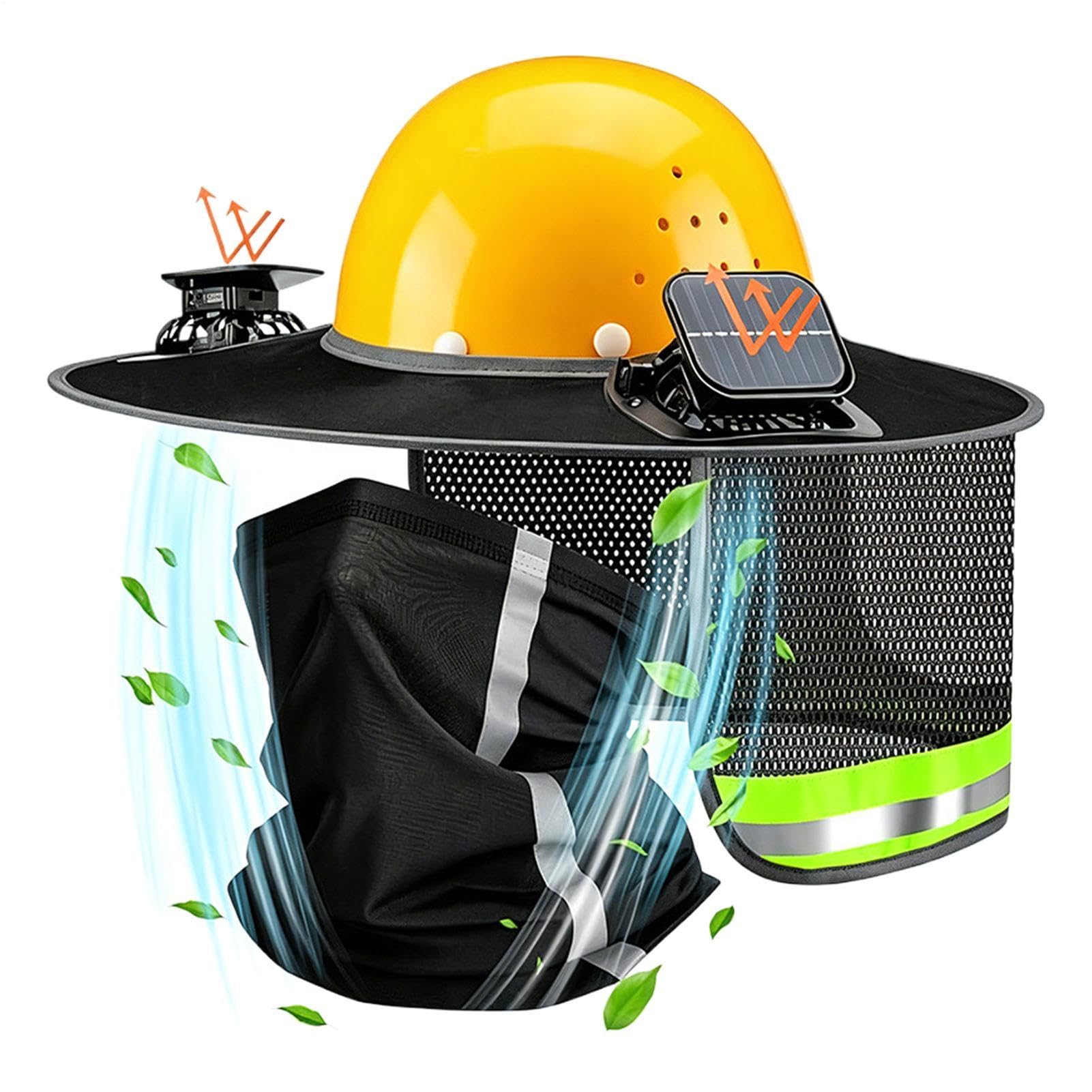 Casque de protection solaire | Housse de protection solaire légère avec ventilateur solaire | Protection UV pour le visage et le cou | Pour chantier, extérieur, travail en plein air, jardinage